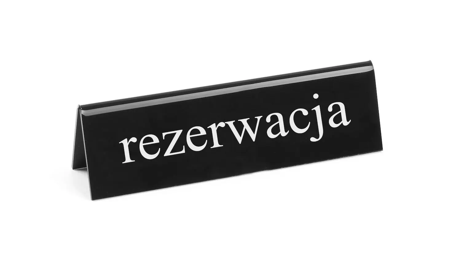 Tabliczka informacyjna „Rezerwacja”, 130x30x38 mm | HENDI, 663523