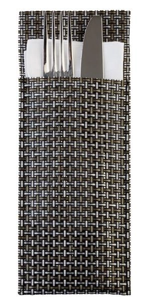 Etui na sztućce 240x90 mm z tworzywa sztucznego, zestaw 6 szt., srebrnoszare | APS, 60551