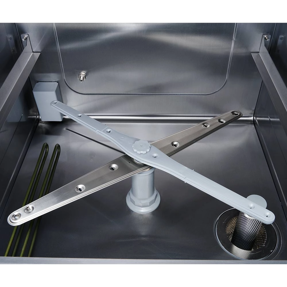 Zmywarko wyparzarka uniwersalna z podstawą, dozownik płynu myjącego i nabłyszczającego, kosz 500×500 mm, 3.4/4.9 kW, 230/400 V, 565×685×835 mm | STALGAST, 801502