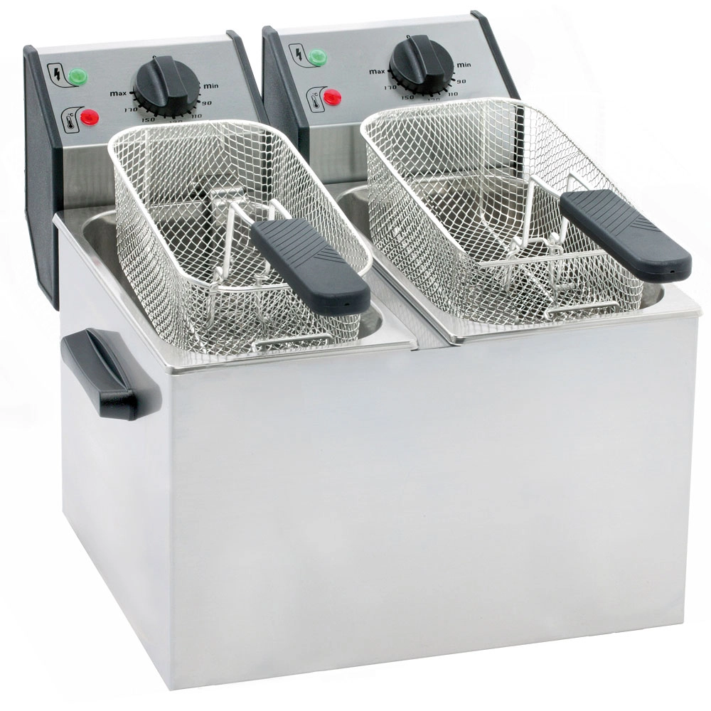 Frytownica 2-komorowa, 2x5 l, nastolna, 6.4 kW, 230 V, 425x320x390 mm | ROLLER GRILL, 777323