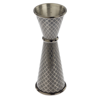 Miarka barmańska w stylu japońskim Diamond Lettice, ze stali nierdzewnej, czarna, 30/60 ml | BARFLY, Diamond Lettice