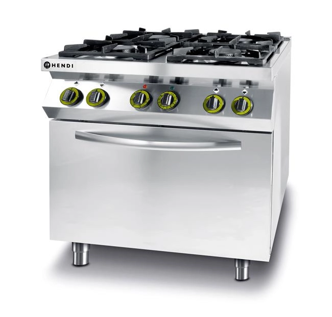 Kuchnia gazowa 4-palnikowa z piekarnikiem konwekcyjnym GN 1/1, 19 kW + 3,0 kW, 230 V, 800×722×900 mm | HENDI, Kitchen Line