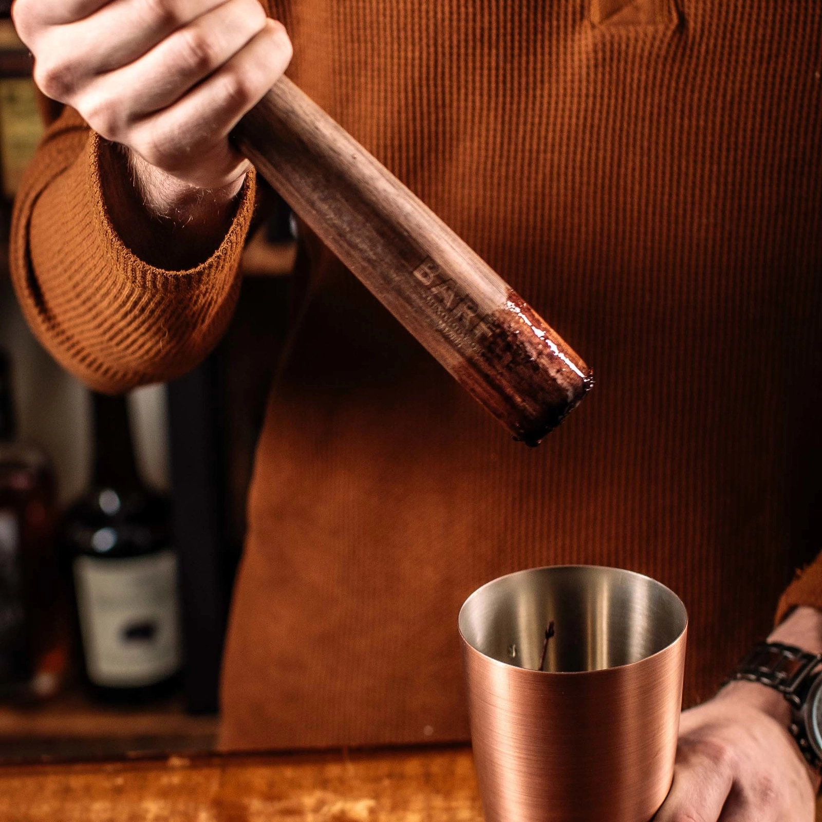 Muddler drewniany, 185 mm, brązowy | BARFLY, M37060