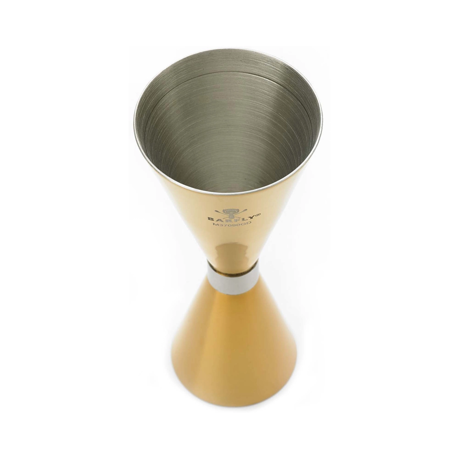Jigger – miarka barmańska Slim Style, 30/60 ml, złota ze stalową obwódką | BARFLY, M37090GD