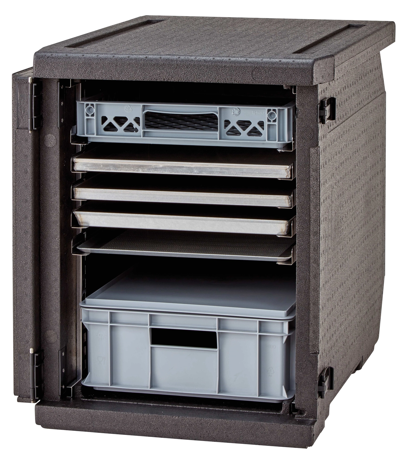 Pojemnik termoizolacyjny, 155 l, głębokość 615 mm, ładowany od przodu, 770x540x687 mm, czarny | CAMBRO, EPP4060FADJR110