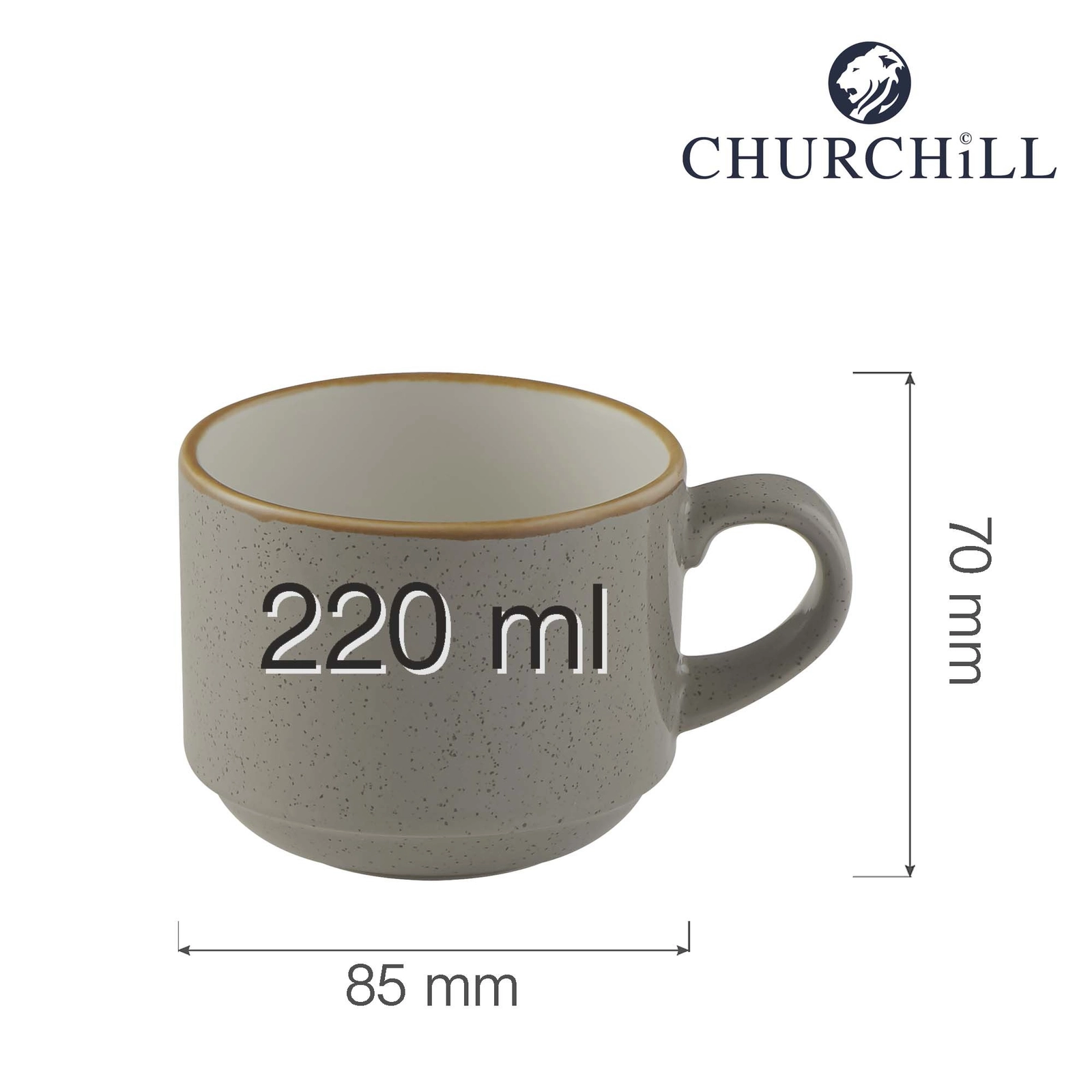Filiżanka sztaplowana, Ø85x70 mm, 220 ml | CHURCHILL, Stonecast Peppercorn Grey
