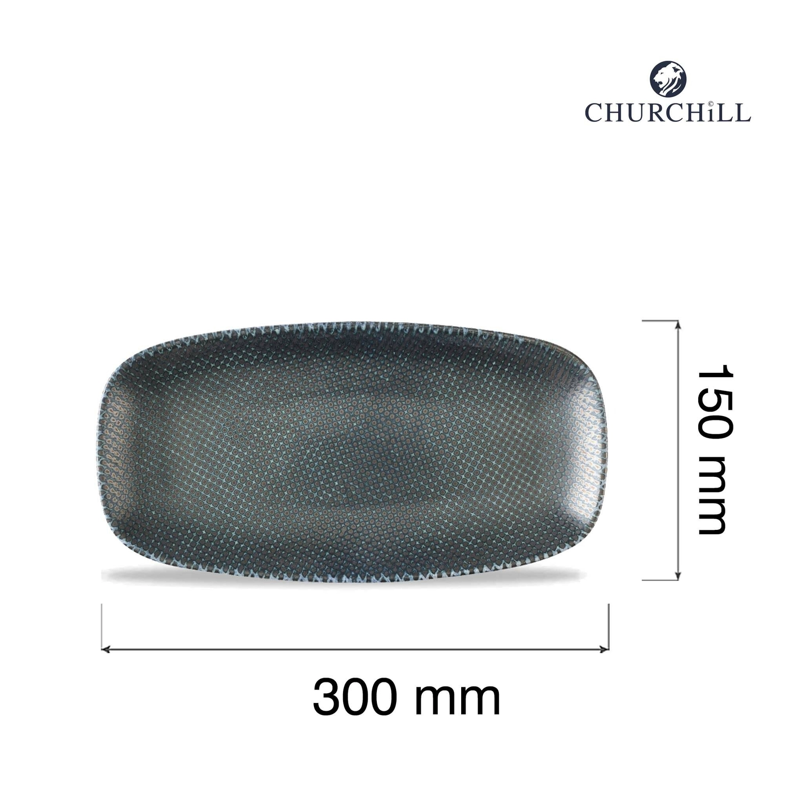 Talerz prostokątny, 300×150 mm, niebieski | CHURCHILL, Astro Metallic Blue