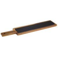 Deska 2-częściowa 430x120x20 mm, z drewna akacjowego i łupka, brązowa | APS, 813