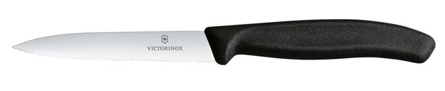 Nóż do jarzyn z ząbkowanym ostrzem, 100 mm, czarny | VICTORINOX, 6.7733