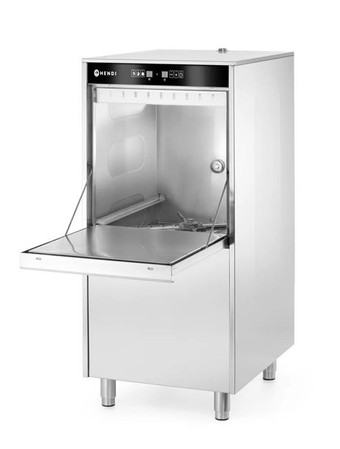Zmywarka do garnków i tac 500x600 mm, sterowana elektronicznie, z dozownikiem detergentu i pompą spustową, 400 V, 7,1 kW, 595x777x1335 mm | HENDI, 236574