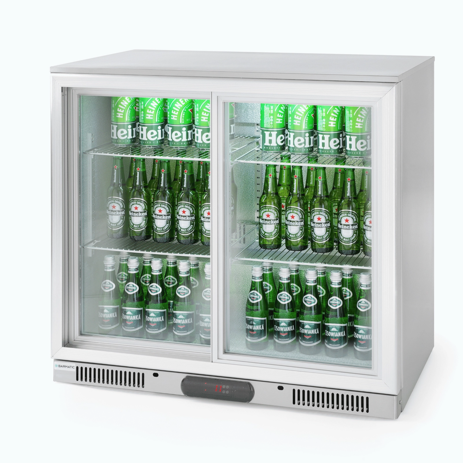 Chłodziarka barowa dwudrzwiowa podblatowa Candour ze stali nierdzewnej, 188 l, 900×520×835 mm, 175 W | BARMATIC, 233771