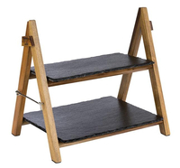 Stand z tacami z łupku i drewna, wys. 340 mm | APS, 00958