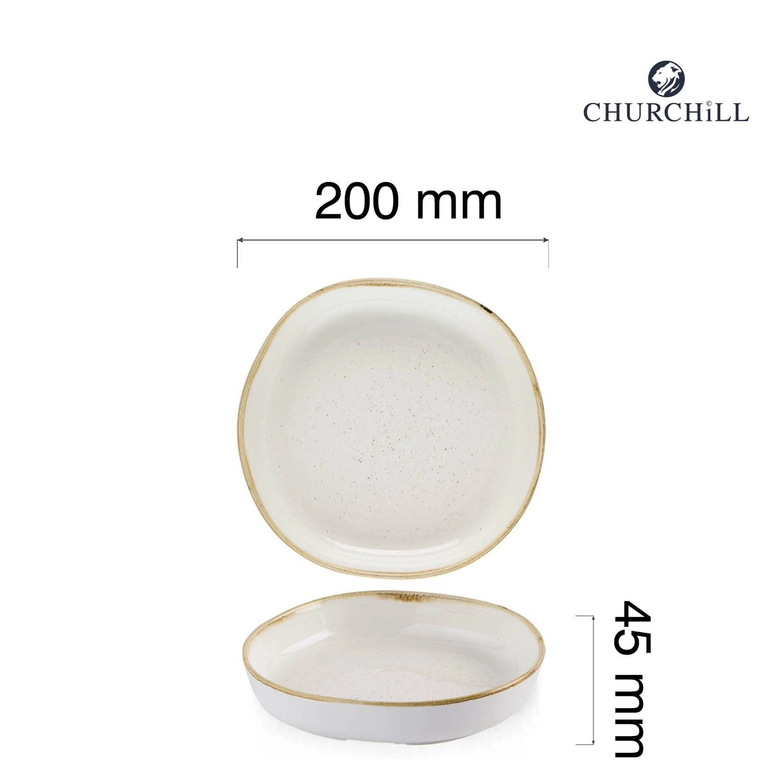 Talerz organiczny z wysokim rantem, Ø200 mm, kremowy | CHURCHILL, Stonecast Barley White