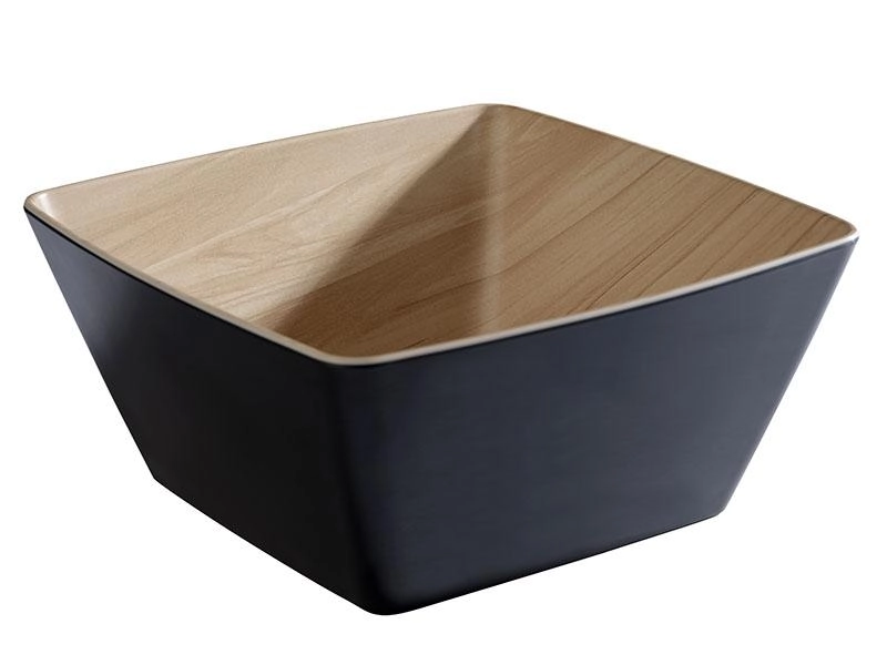 Miska z melaminy 3,5 l, 250x250x120 mm, biało-beżowa | APS, Frida