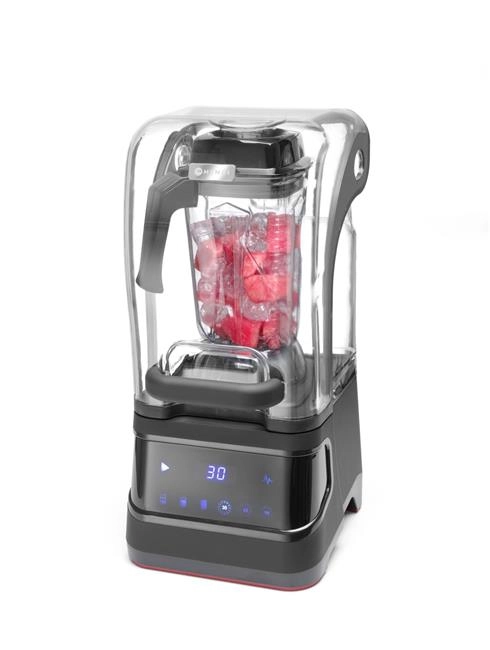 Blender barmański elektroniczny z obudową wyciszającą, 2,5 l, 1,68 kW, 220-240 V, 250x300x546 mm, czarny | HENDI, 230695