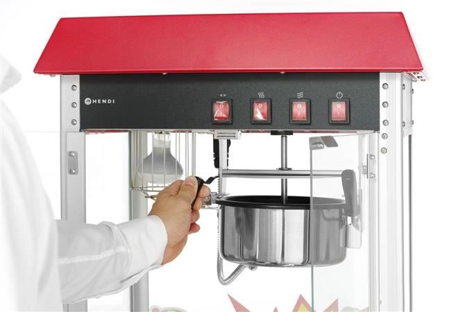 Urządzenie do popcornu, czerwone, 230 V, 1,5 kW, 574x420x778 mm | HENDI, 282748