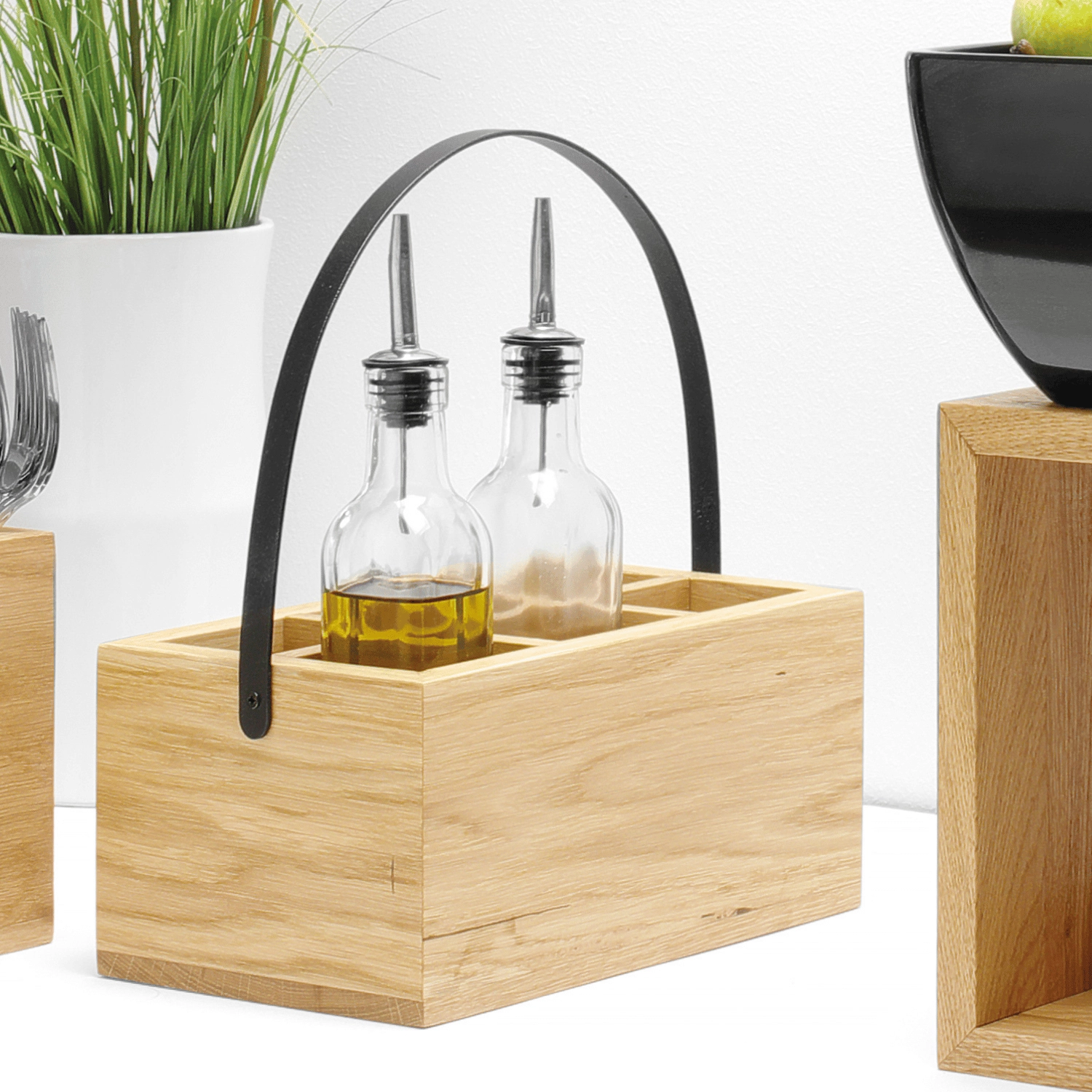 Skrzynka z uchwytem na akcesoria stołowe, 280×180×120 mm, czarna | FINE DINE, Madeira Black