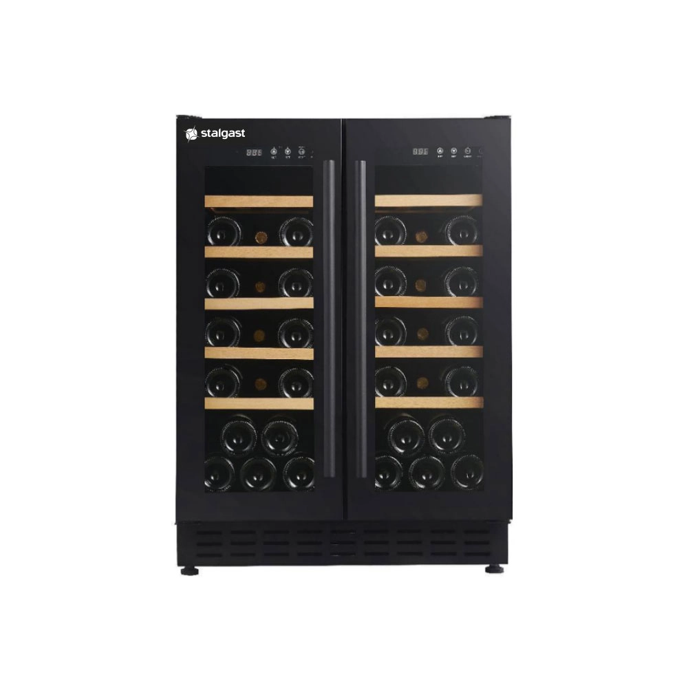 Chłodziarka do wina dwustrefowa z zamkiem, 120 l, czarna, 595x575x820 mm | STALGAST, 881120