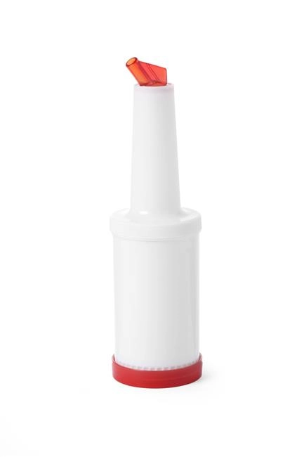 Dyspenser barmański z wymiennymi końcówkami, 0,8 l, czerwony, ø90x300 mm | BARUP, 557600
