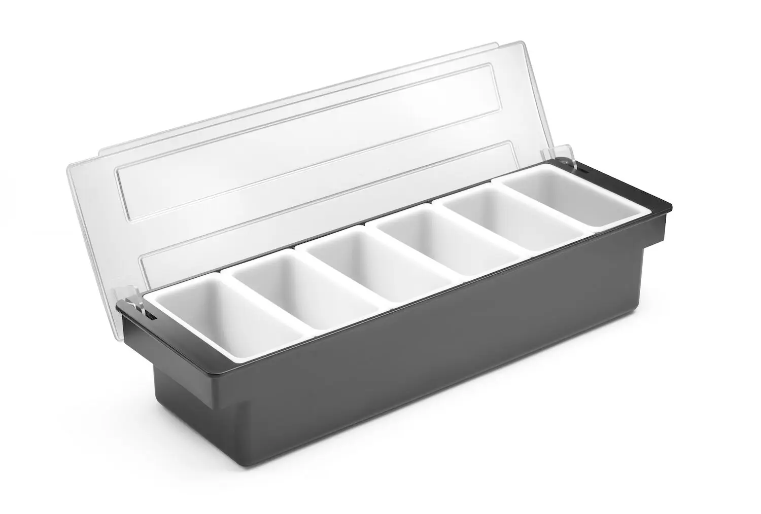 Pojemnik barmański na dodatki do drinków – 6 wkładów, 480x150x100 mm | BARUP, 552032