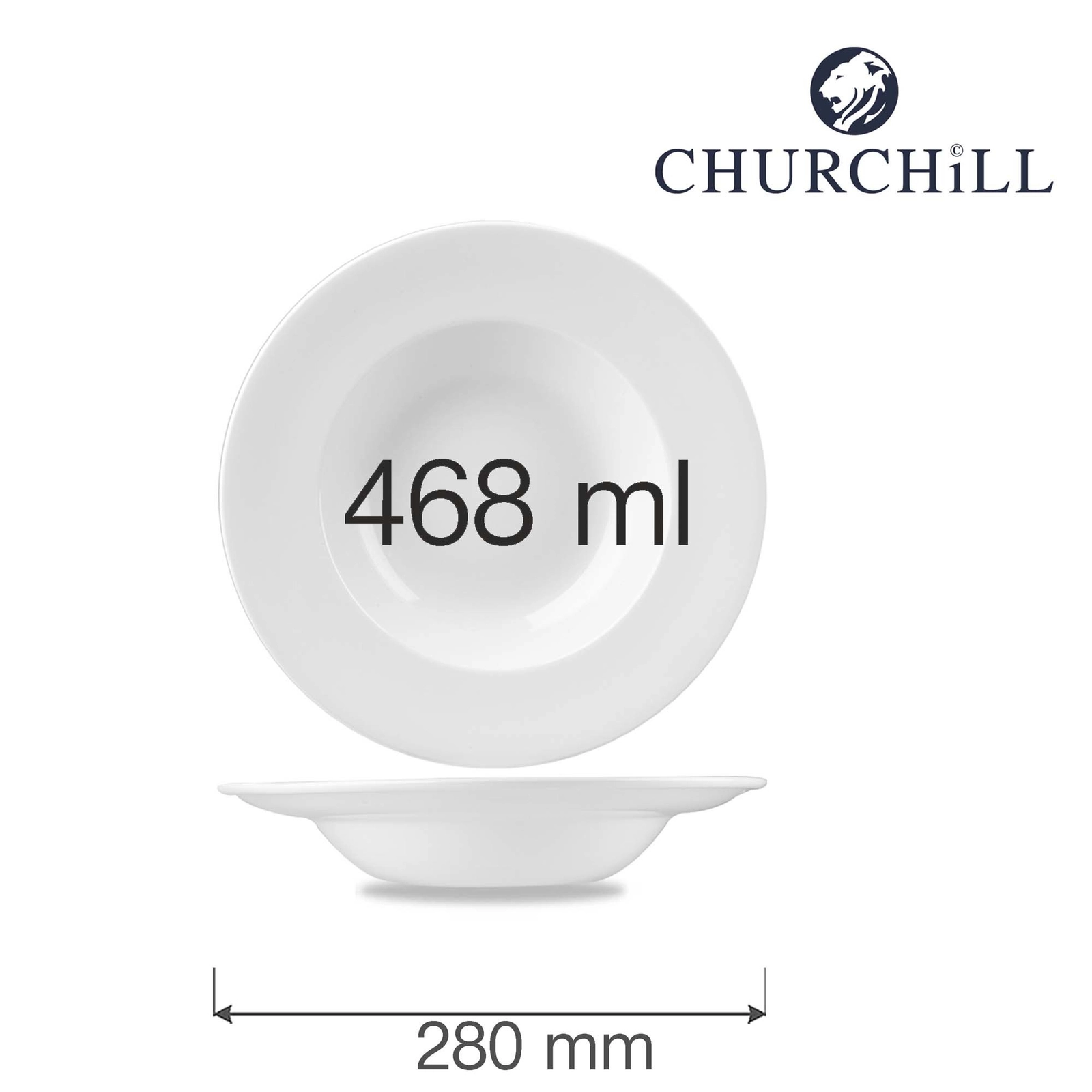 Talerz głęboki z szerokim rantem, Ø280 mm, 468 ml | CHURCHILL, Profile