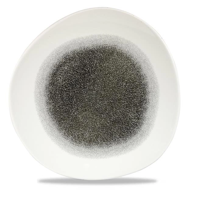 Talerz płytki o organicznym kształcie, Ø286 mm | CHURCHILL, Raku Quartz Black