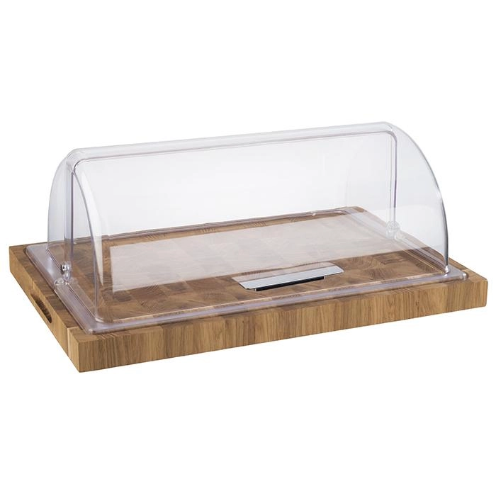 Deska do serwowania 580x375x45 mm, z drewna dębowego, brązowa | APS, 806