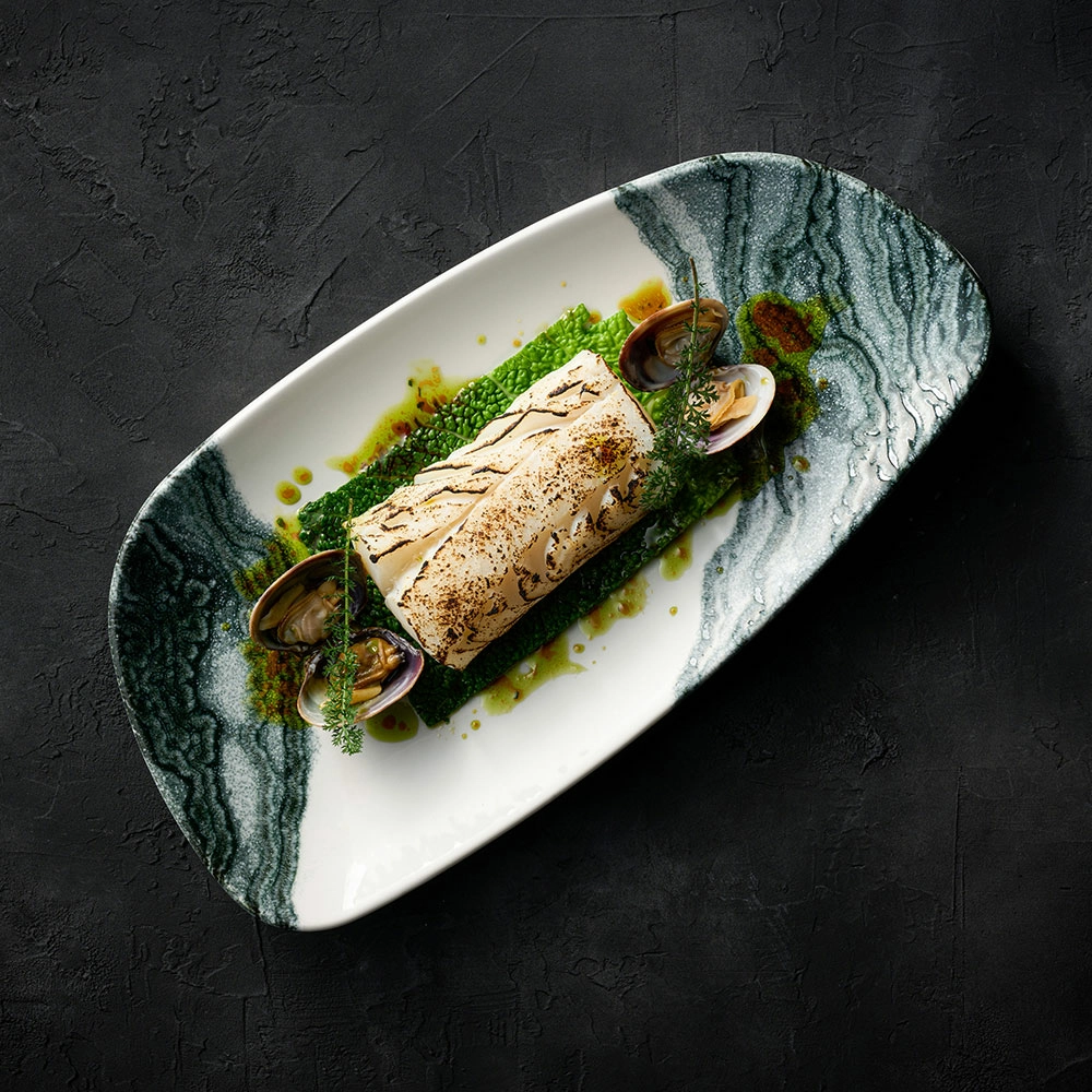 Talerz Geo szefa kuchni, 350×190 mm | CHURCHILL, Tide Black