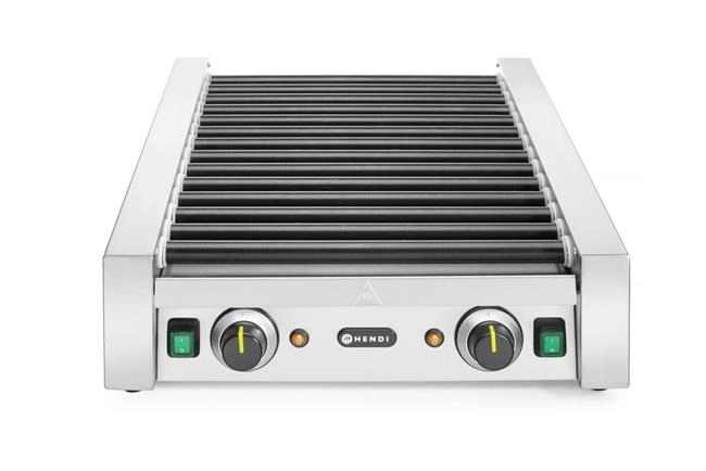 Podgrzewacz rolkowy do parówek dwustrefowy, 14 rolek, 230 V, 1,48 kW, 520x650x176 mm | HENDI, 268735