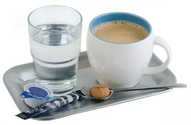Taca prostokątna ze stali nierdzewnej do serwowania kawy 215×130 mm, satynowa | APS, Kaffeehaus