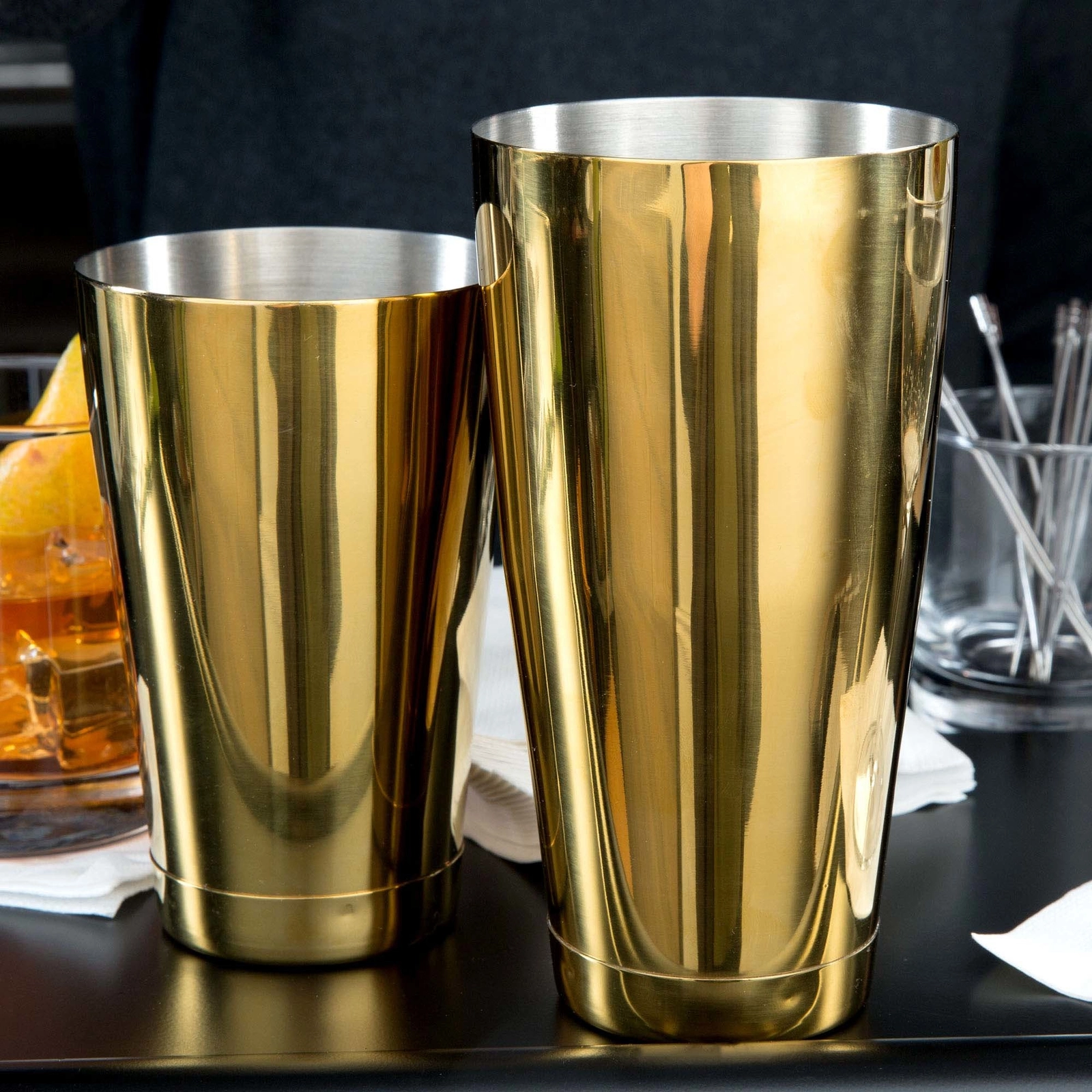 Shaker Boston 2-częściowy typu TIN&TIN, złoty, 700 ml + 500 ml | BARFLY, M37009GD