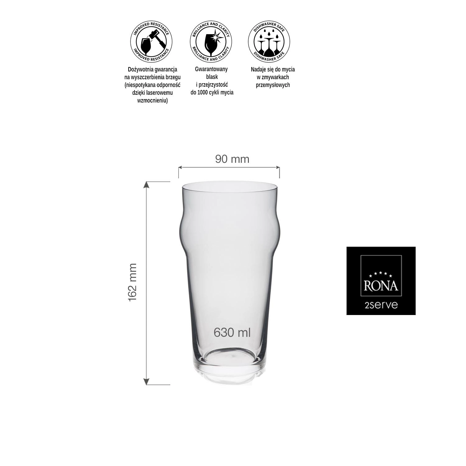Szklanka do piwa Pinta, 630 ml | RONA, Beer Set