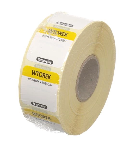 Etykiety Food Safety – wielorazowe, Wtorek, 1000 szt., 25x25 mm | HENDI, 850084