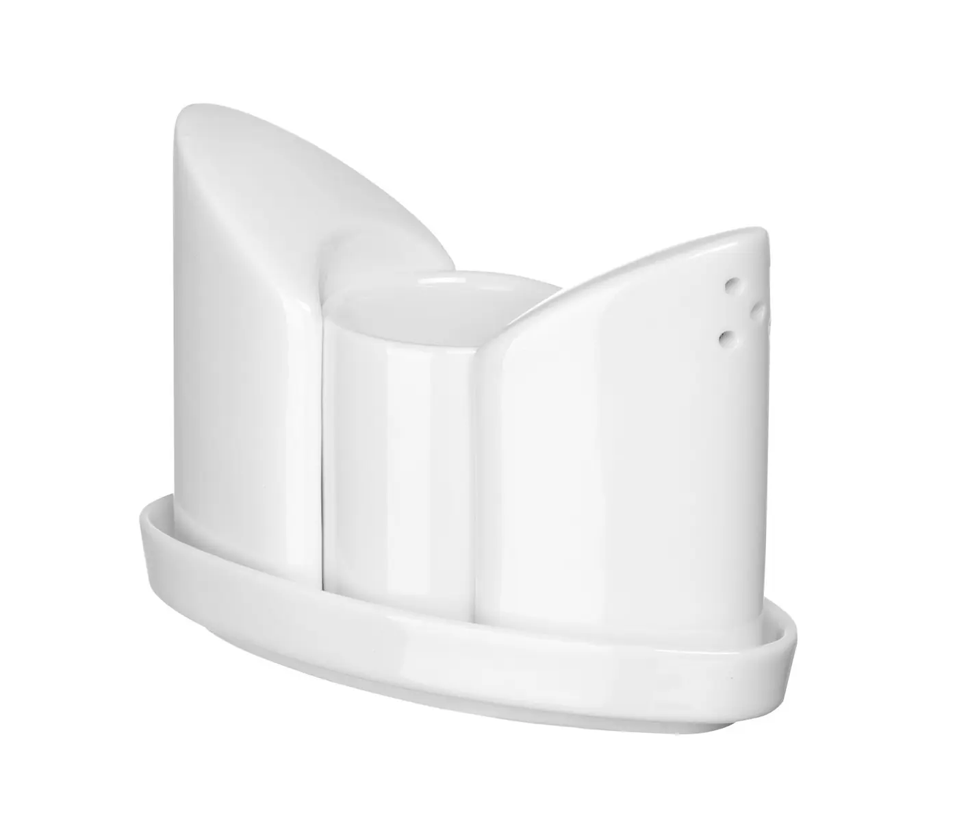 Zestaw do przypraw porcelanowy, 3-częściowy: sól, pieprz, wykałaczki 125x54x90 mm | HENDI, 786420