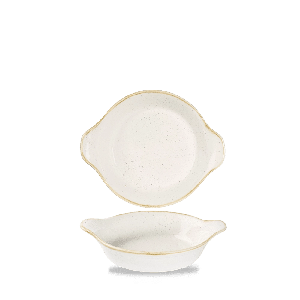 Naczynie okrągłe z uszami, 180×220 mm, 600 ml | CHURCHILL, Stonecast Barley White