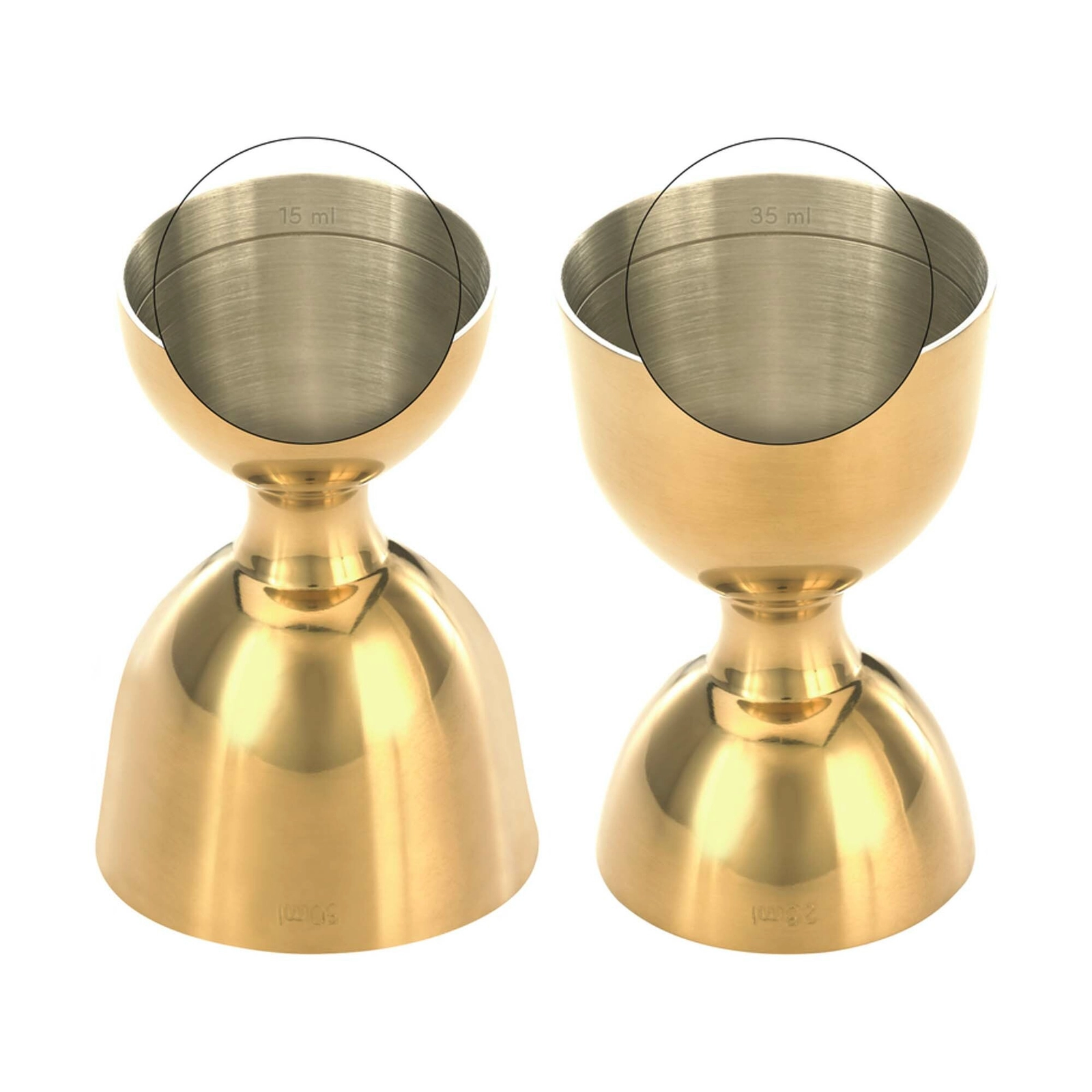 Miarka barmańska Bell z prostą krawędzią, ze stali nierdzewnej, złota, 25/50 ml | BARFLY, Bell