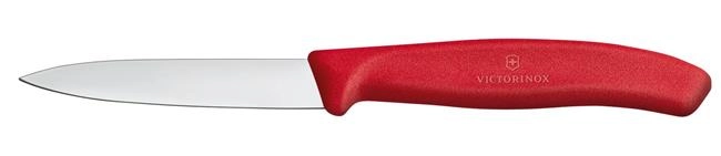 Nóż do jarzyn gładki, czerwony, 80 mm | VICTORINOX, 6.7601