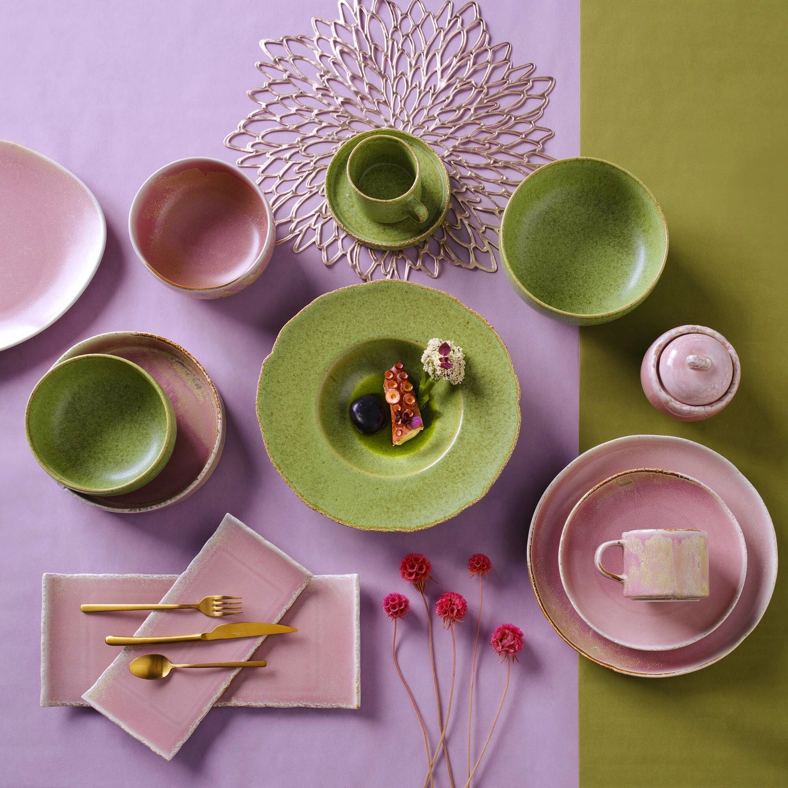 Talerz prostokątny, 340×150 mm, różowy | FINE DINE, Rosa