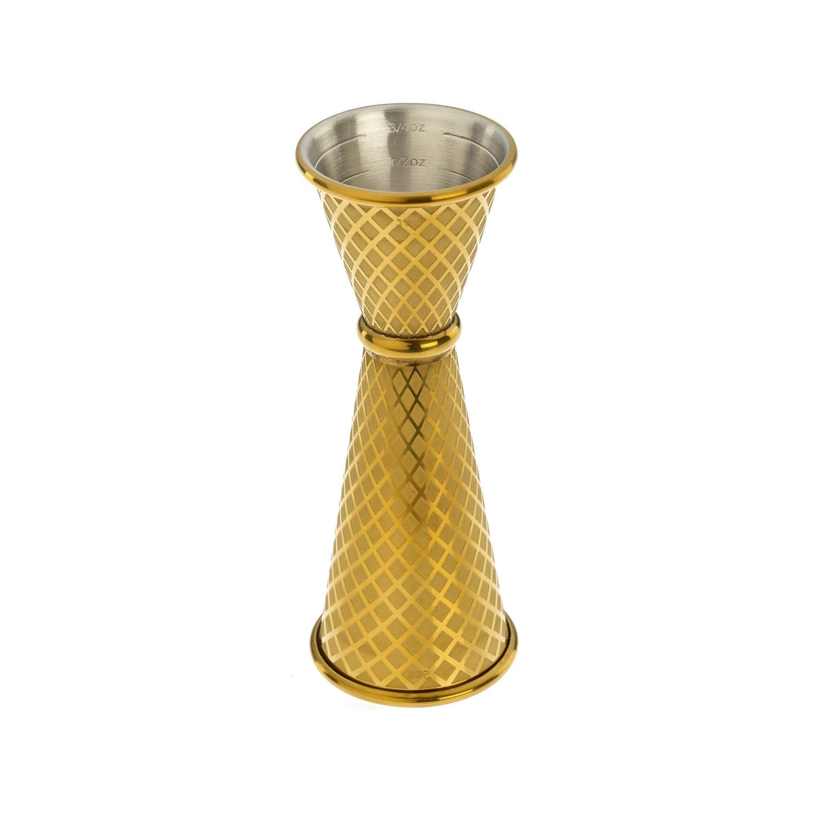Miarka barmańska w stylu japońskim Diamond Lettice, ze stali nierdzewnej, złota, 30/60 ml | BARFLY, Diamond Lettice