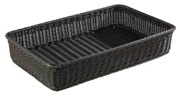 Koszyk prostokątny GN 1/1 z polipropylenu 530x325x100 mm, czarny | APS, Profi Line