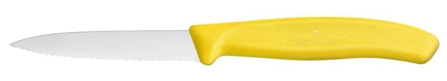 Nóż do jarzyn z ząbkowanym ostrzem, 80 mm, żółty | VICTORINOX, 6.7636.L118
