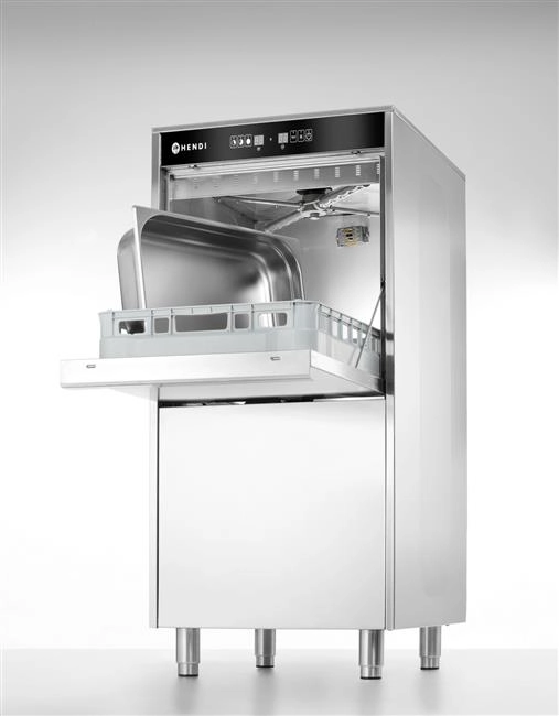 Zmywarka do garnków i tac 500x600 mm, sterowana elektronicznie, z dozownikiem detergentu i pompą spustową, 400 V, 7,1 kW, 595x777x1335 mm | HENDI, 236574