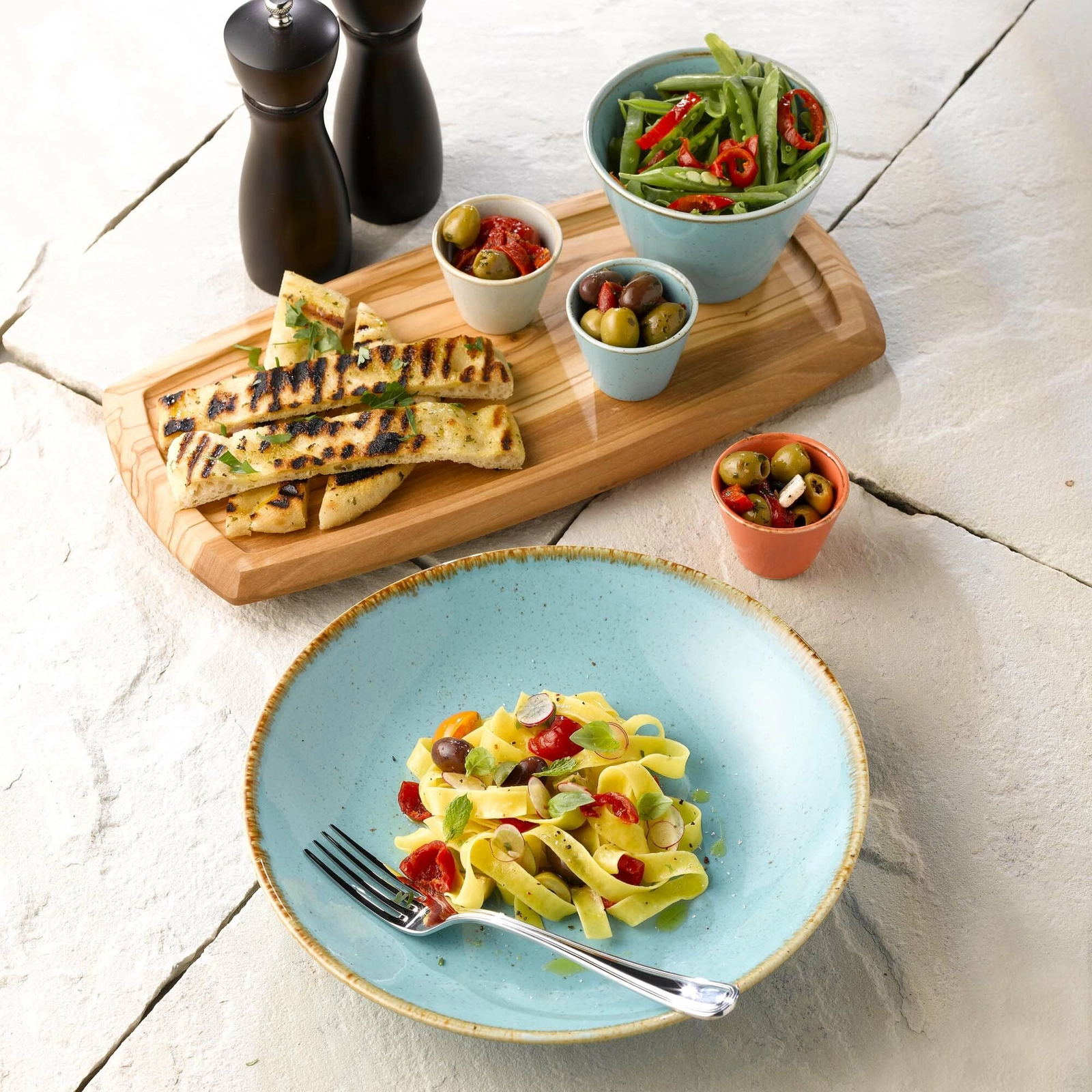 Miska płytka, Ø220 mm, błękitna, niebieska | PORLAND, Seasons Laguna