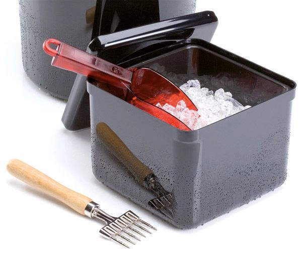 Pojemnik na lód z pokrywą i ociekaczem 3,4 l, czarny | APS, 93200