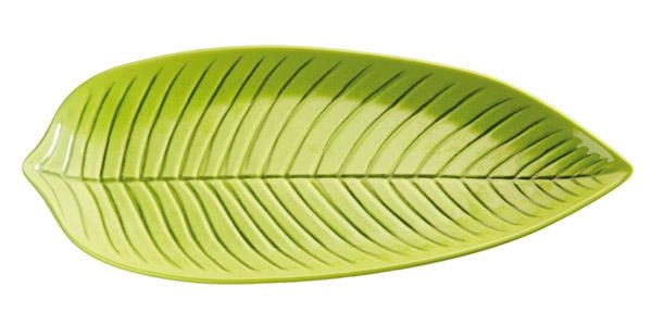 Półmisek z melaminy w kształcie liścia 450×240 mm, zielony | APS, Natural collection