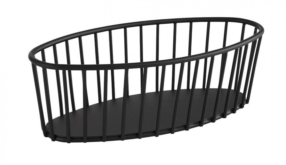 Koszyk metalowy na pieczywo łódka 210×100×70 mm, czarny | APS, Urban
