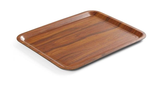 Taca prostokątna do serwowania laminowana 460x360 mm antypoślizgowa, mahoniowa | HENDI, 507025