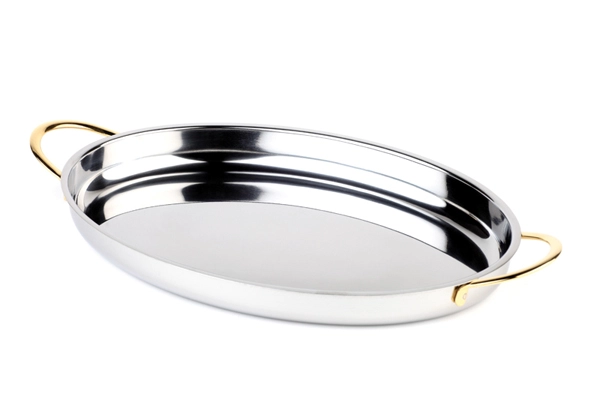 Półmisek owalny z uchwytami w kolorze złota 310×215 mm | APS, 60310