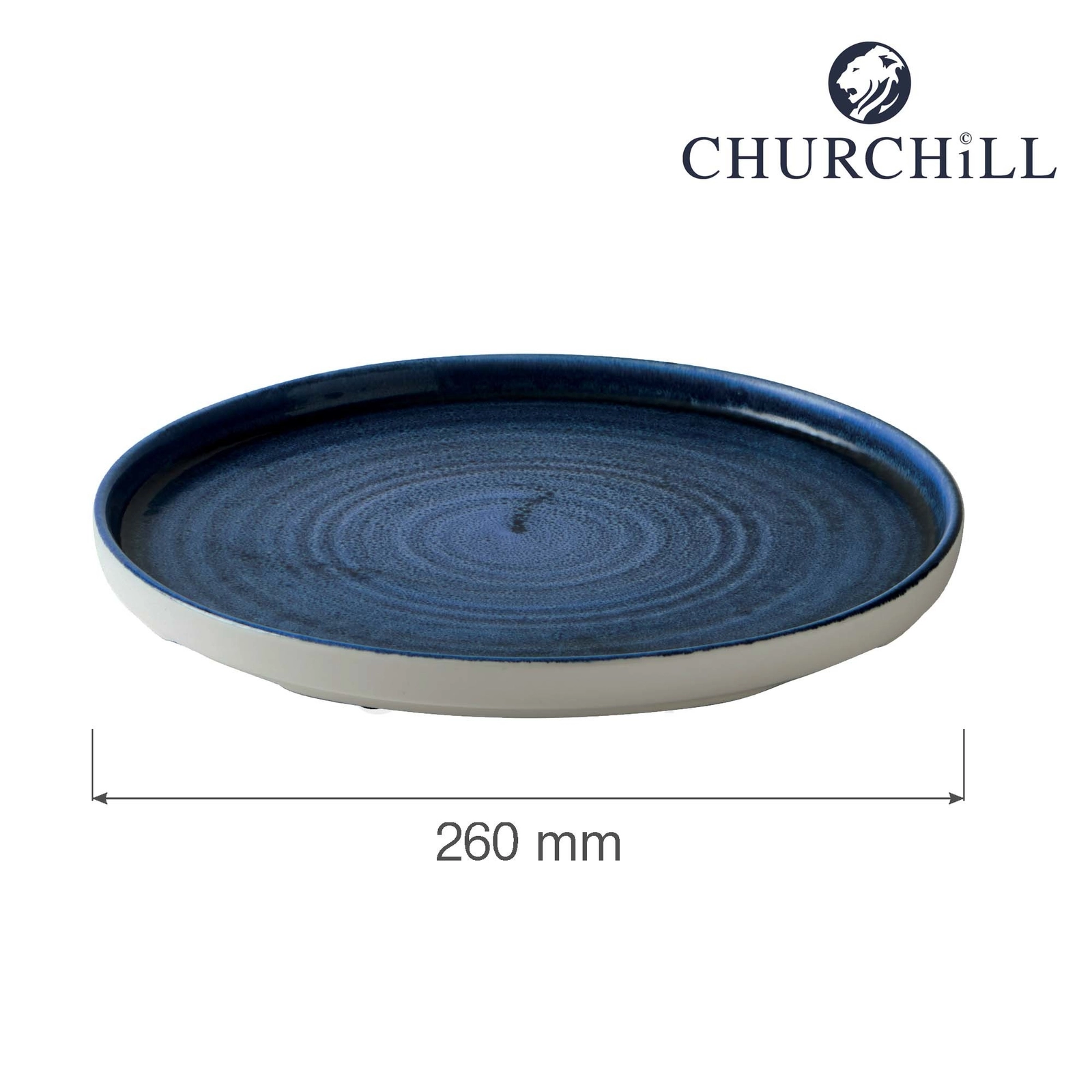 Talerz z wysokim rantem Plume Ultramarine, Ø260 mm | CHURCHILL, Stonecast Plume Ultramarine