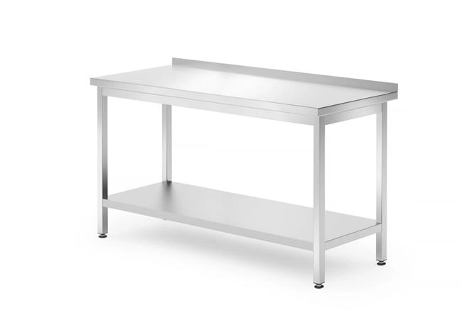 Stół przyścienny z półką – skręcany, 1400x700x850 mm | HENDI, Kitchen Line